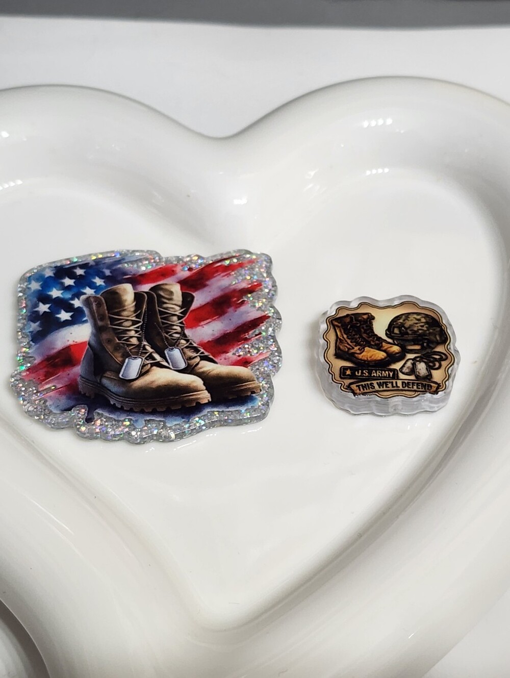 Army USA Flatback Focal‎ Bead Patriotic Military Badge Keychain Phone Chain Pen